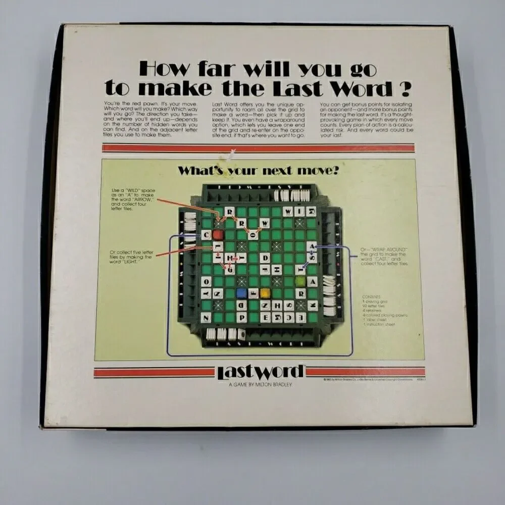 Last Word Vintage Board Game from Makers of Upwords Milton Bradley 1985 Complete